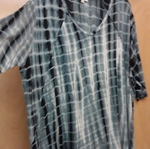 Umgee Black White Tie Die Dolman Flowy Tunic Top M